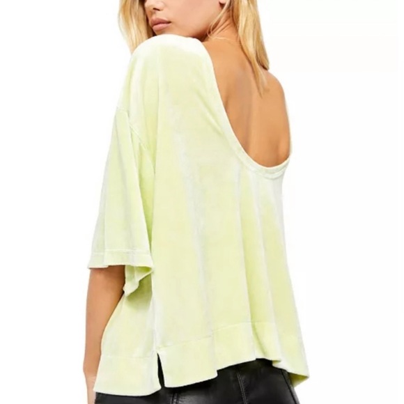 We The Free [FreePeople] Valerie lime velvet top - Picture 3 of 6